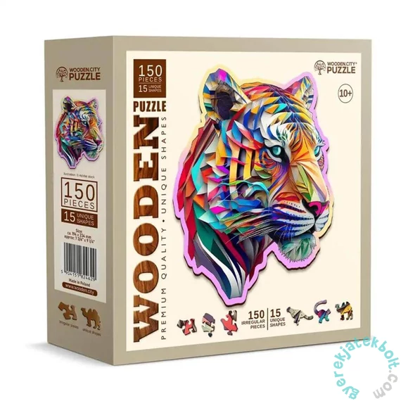 Wooden City 150 db-os fa puzzle - Színes tigris (HE0169-M)
