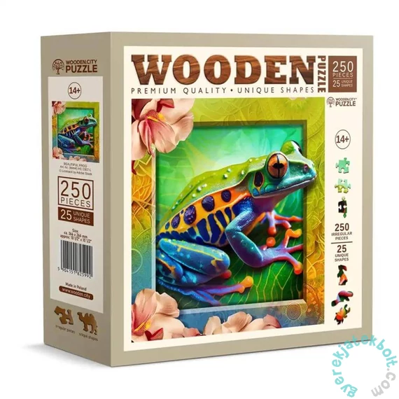 Wooden City 250 db-os fa puzzle - Színes béka (HE0307-L)