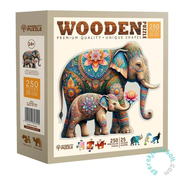 Wooden City 250 db-os fa puzzle - Előkelő elefántok (HE0313-L)