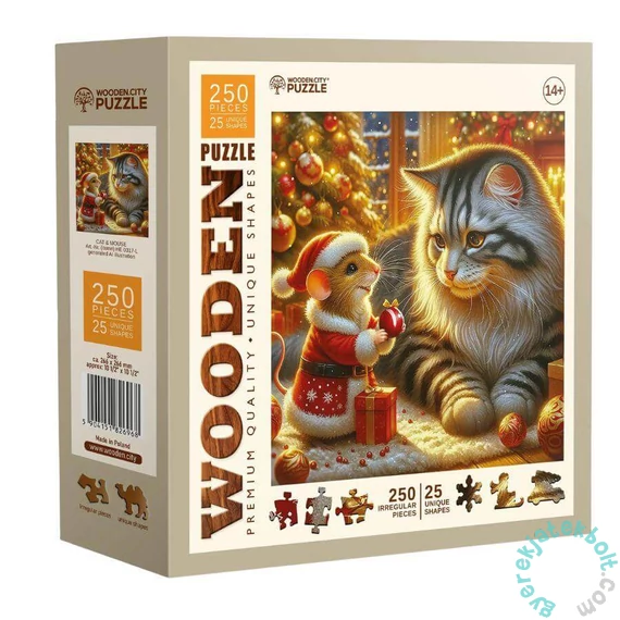 Wooden City 250 db-os fa puzzle - Cica és egér (HE0317-L)