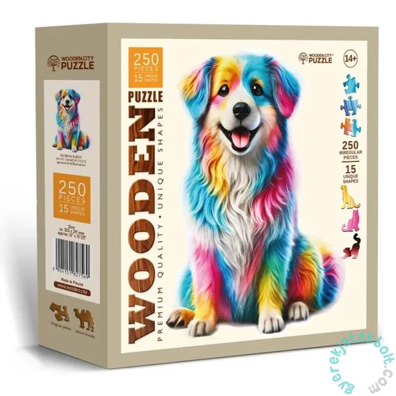 Wooden City 250 db-os fa puzzle - Szivárványos kutya (HE0320-L)