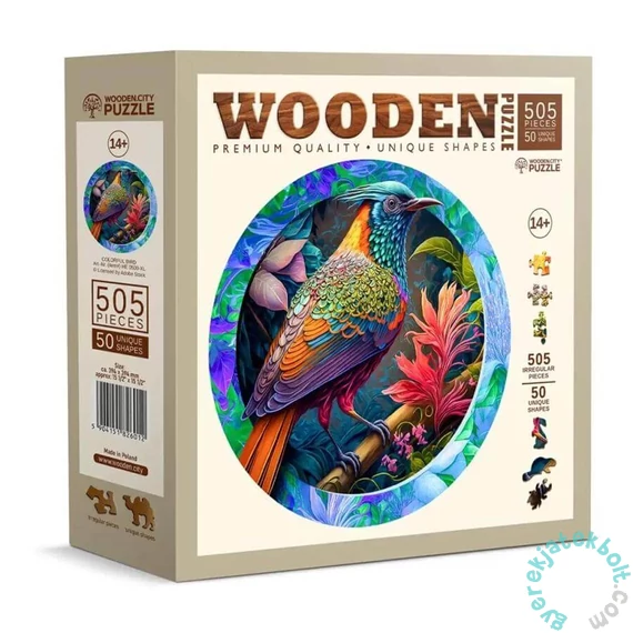 Wooden City 505 db-os fa puzzle - Színpompás madár (HE0500-XL)