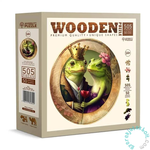 Wooden City 505 db-os fa puzzle - Szerelmes békák (HE0501-XL)