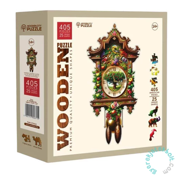 Wooden City 405 db-os fa puzzle - Kerti kakukkos óra (HE0507-XL)