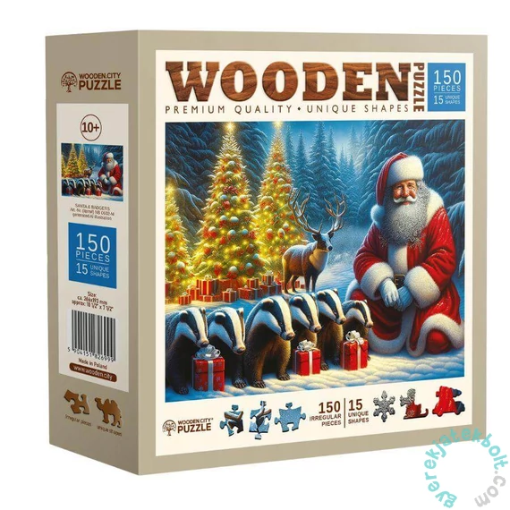 Wooden City 150 db-os fa puzzle - Mikulás és a borzok (NB0602-M)