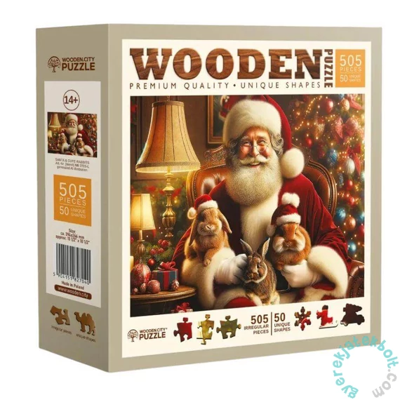 Wooden City 505 db-os fa puzzle - Mikulás nyuszikkal (NB0705-L)