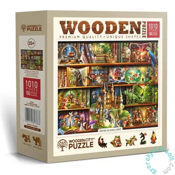 Wooden City 1010 db-os fa puzzle - Mesés könyvespolc (NB0818-XL)