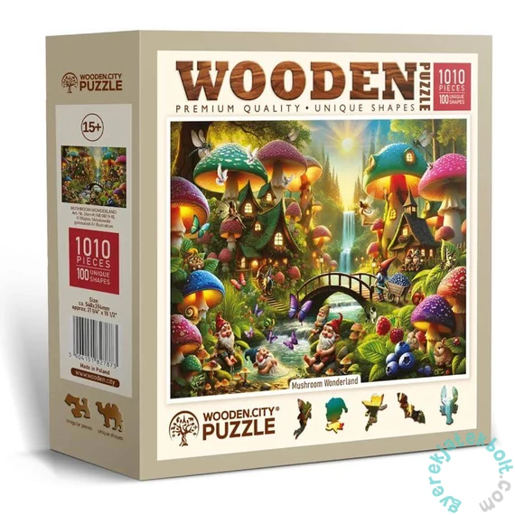 Wooden City 1010 db-os fa puzzle - Gombafalva (NB0819-XL)