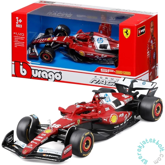 Bburago F1 versenyautó - Ferrari SF-25 Charles Leclerc 1/43 (36853)