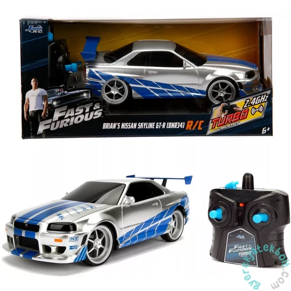 Fast &amp; Furious RC Távirányítós autó Nissan Skyline GTR 1:24 (253203018)