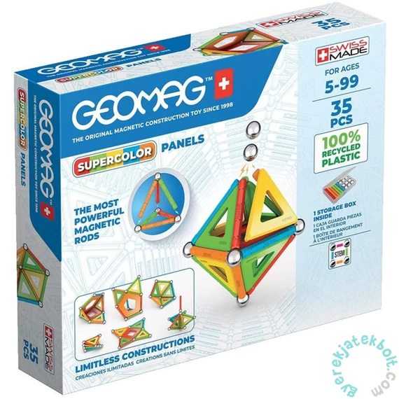 Geomag SuperColor Green Line Panels - 35 db-os mágneses építőjáték készlet