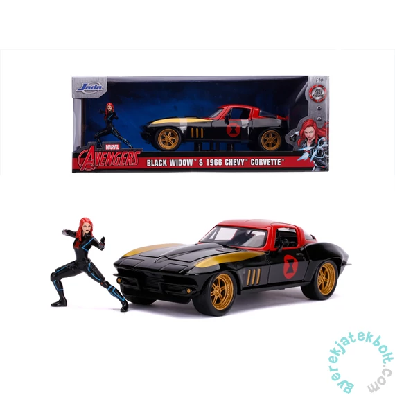 Marvel - 1966 Chevy játékautó Fekete Özvegy figurával - 1:24