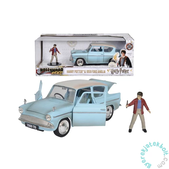 Hollywood Rides fém autómodell - Harry Potter figurával - 1959 Ford Anglia - 18 cm