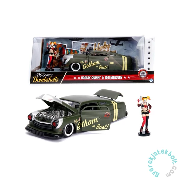 DC Comics - Bombshells fém autómodell - Harley Quinn figurával - 21 cm
