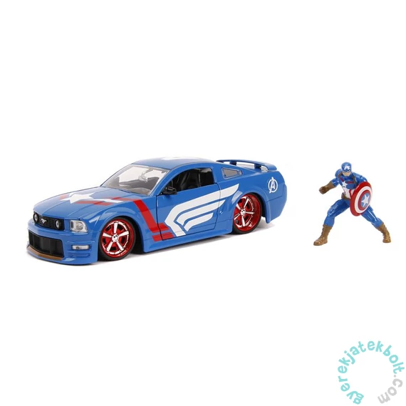 Marvel - 2006 Ford Mustang GT játékautó Amerika kapitány figurával - 1:24