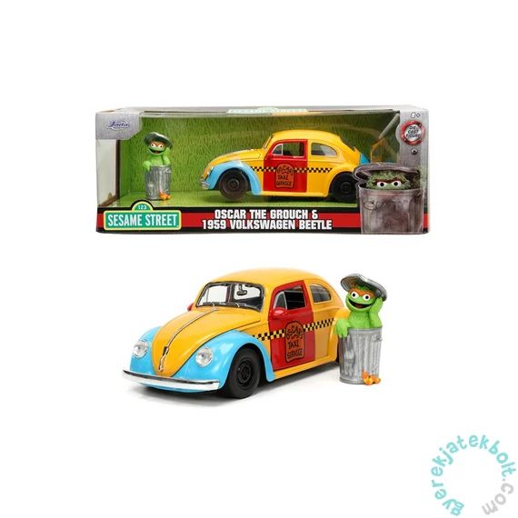 Jada - Sesame Street 1959 VW Beetle fém autómodell figurával - 1:24 (253255059)