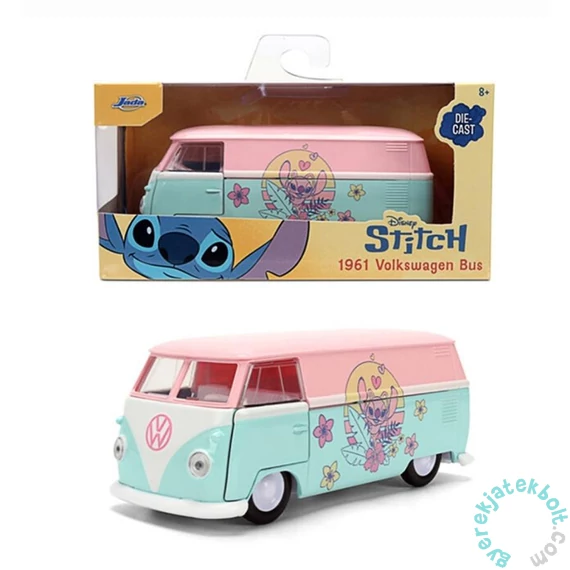 Jada Toys 9336358314R00 Disney - Stitch - Angel - 1961 Volkswagen busz fém autómodell 1:32