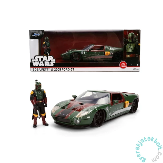 Jada Toys 9336909314R00 Star Wars - Boba Fett - 2005 Ford GT fém autómodell figurával 1:24