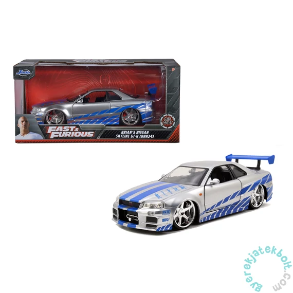 Jada Toys 9397158314R00 Fast &amp; Furious 2002 Nissan Skyline fém autómodell 1:24