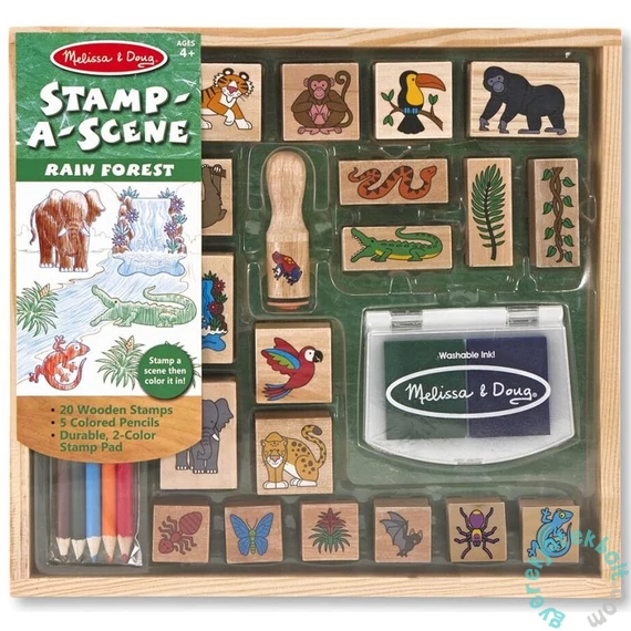 Melissa and Doug 20 db-os fa nyomda készlet ceruzákkal - Esőerdő (2423)