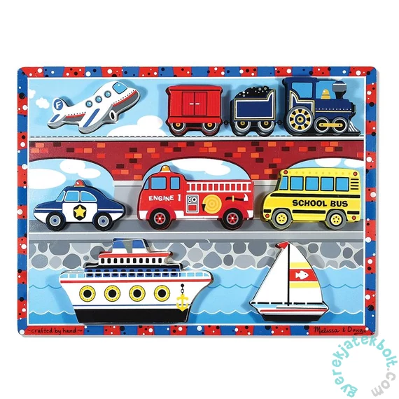 Melissa and Doug 9 db-os fa forma puzzle - Járművek (3725)