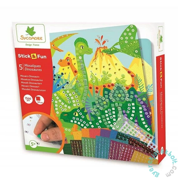 Sycomore - Stick and Fun - Mozaikkép készítő készlet - Dinoszauruszok