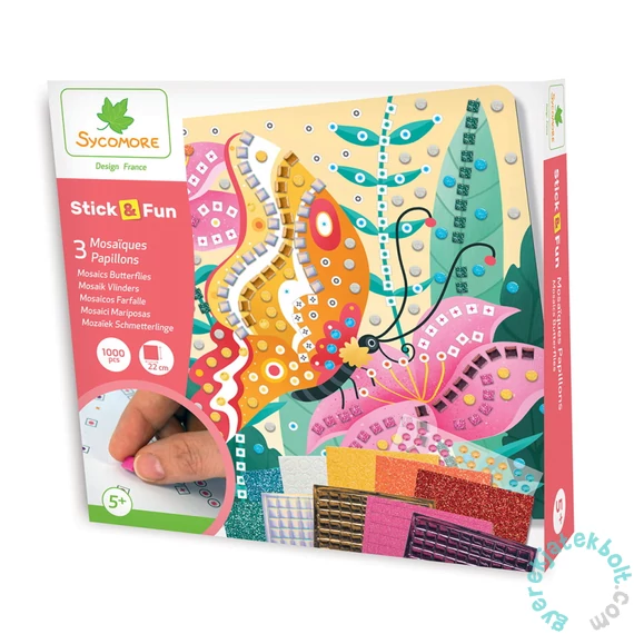 Sycomore - Stick and Fun - Mozaikkép készítő készlet - Pillangók