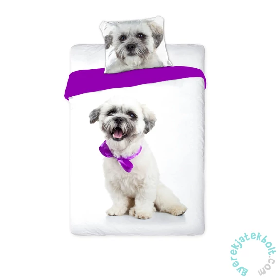 Best Friends kutyás ágyneműhuzat szett - Kutya lila masnival