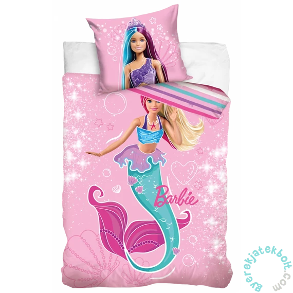 Sellő Barbie ágyneműhuzat szett - 140 x 200 + 70 x 90 cm (BARB225001B-GLITTER-PP)