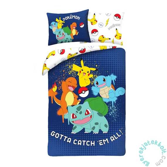 Pokemon ágyneműhuzat szett - Gotta Catch Em All - kék (POK-1020BL)