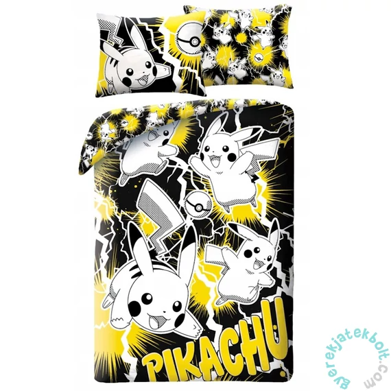 Pokemon ágyneműhuzat szett - sárga-fekete Pikachu (POK-1156BL)