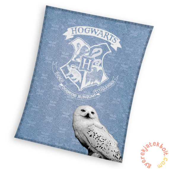 Harry Potter polár takaró - Roxforti címerek Hedviggel - 130 x 170 cm