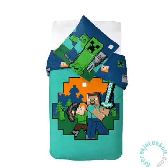 Minecraft ágyneműhuzat szett - türkiz - 140x200 + 70x90 cm (MC248796-PP)