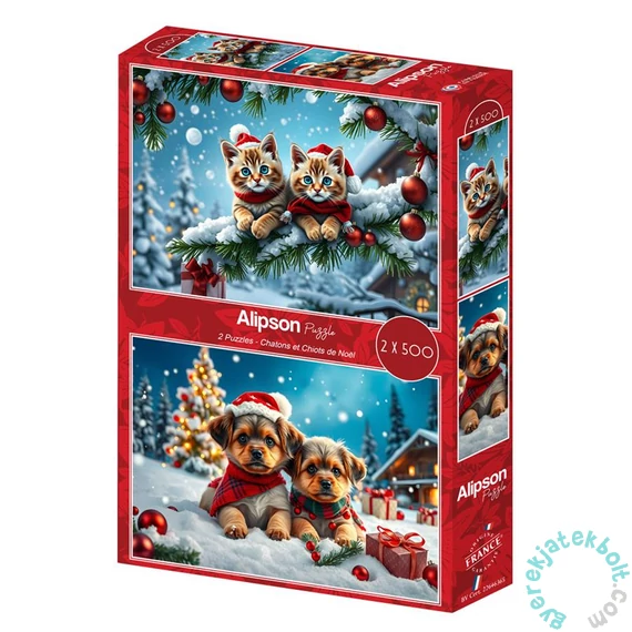 Alipson 2 x 500 db-os puzzle - Christmas Kittens and Puppies (50260)