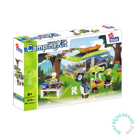 AlleBlox - CampingKit Kempingezés lakókocsival 343 db-os építőkocka játékszett (AB7002)