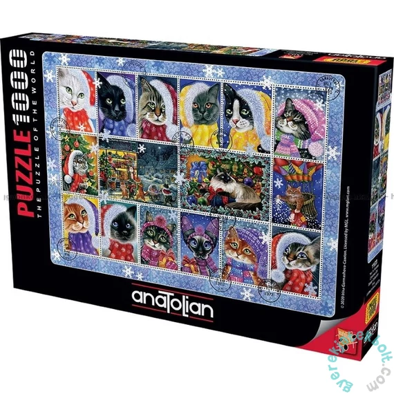 Anatolian 1000 db-os puzzle - Christmas Cat Stamp Collection (1103)