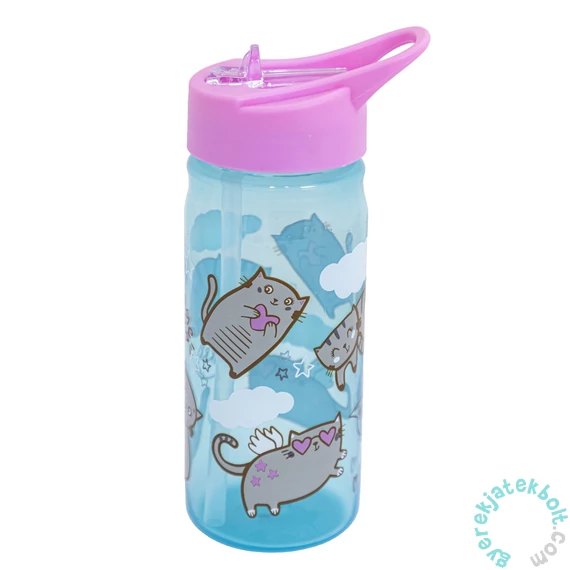 Aqua Pure szívószálas műanyag kulacs - 450 ml - Meow (511025009)