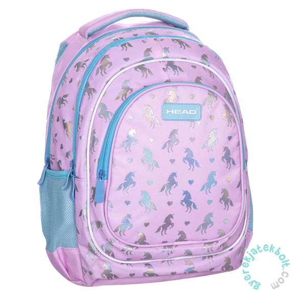 Unikornis ergonomikus iskolatáska, hátizsák - Holo Unicorns Heart - 3 rekeszes - Head