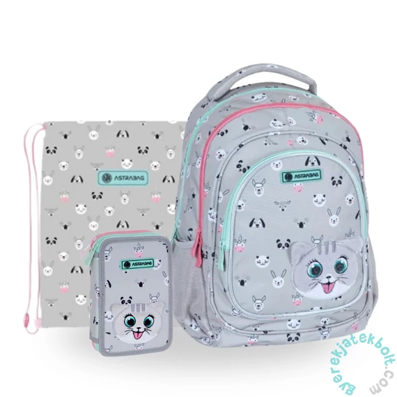 Kitty The Cute cicás ergonomikus iskolatáska szett - emeletes tolltartóval (502023070-1-szett)