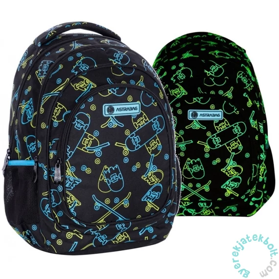 Neon Skate foszforeszkáló ergonomikus iskolatáska, hátizsák - 3 rekeszes - Astrabag