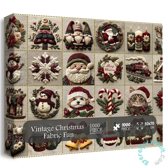 Bboldin 1000 db-os puzzle - Vintage Christmas Fabric Fun (PT-473)
