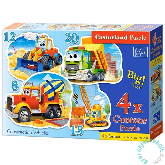 Castorland 4 az 1-ben puzzle (8,12,15,20 db-os) - Munkagépek (B-043040)