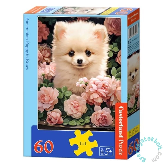 Castorland 60 db-os puzzle - Kiskutya rózsákkal (B-066261)