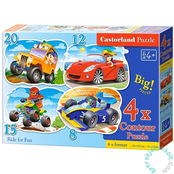 Castorland 4 az 1-ben puzzle (8,12,15,20 db-os) - Vidám száguldás (B-043057)