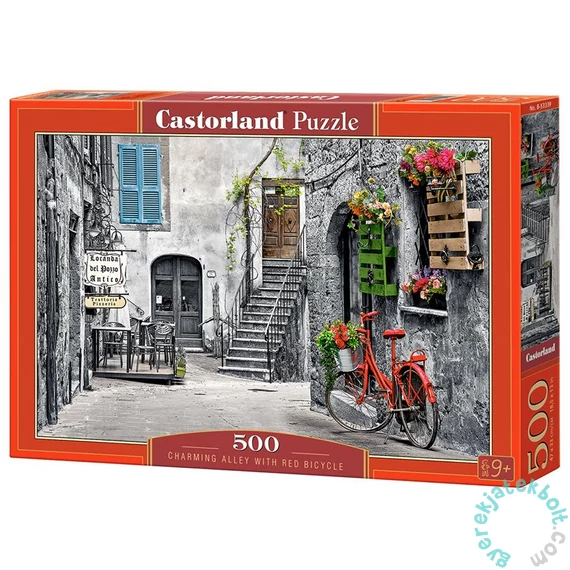 Castorland 500 db-os puzzle - Bájos utcácska piros biciklivel (B-53339)