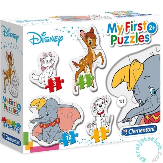 Clementoni 4 az 1-ben Bébi sziluett puzzle (3,6,9,12 db-os) - Disney állatok (20806)