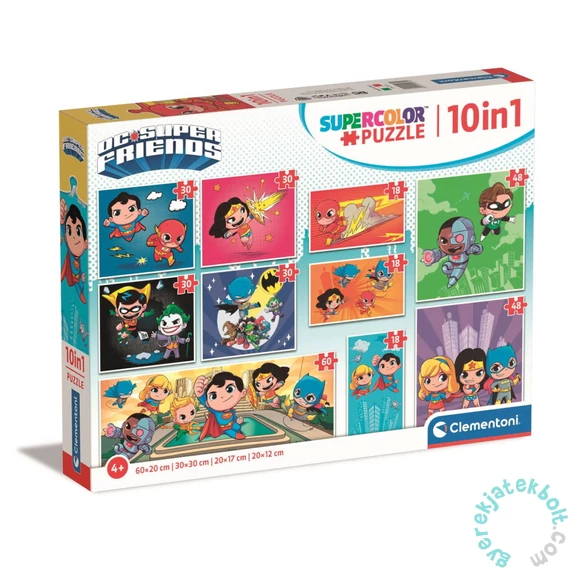 Clementoni 10 az 1-ben Szuper színes puzzle (18, 30, 48, 60) - DC Super Friends (20272)