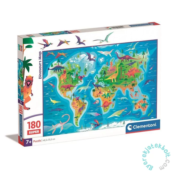 Clementoni 180 db-os Szuper Színes puzzle - Dinoszauruszok térkép (29790)