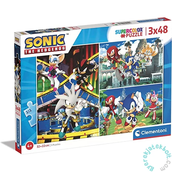 Clementoni 3 x 48 db-os Szuper Színes puzzle - Sonic (25280)