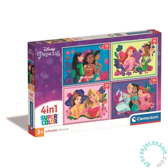 Clementoni 4 az 1-ben puzzle (12,16,20,24 db-os) - Disney Hercegnők (21517)